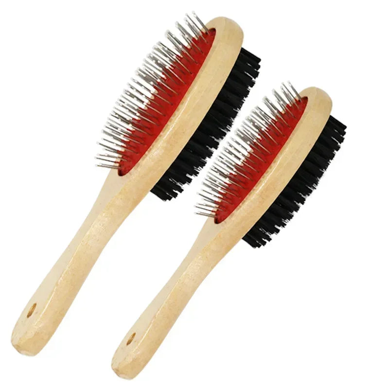 Double-Sided Wooden Pet Grooming Comb