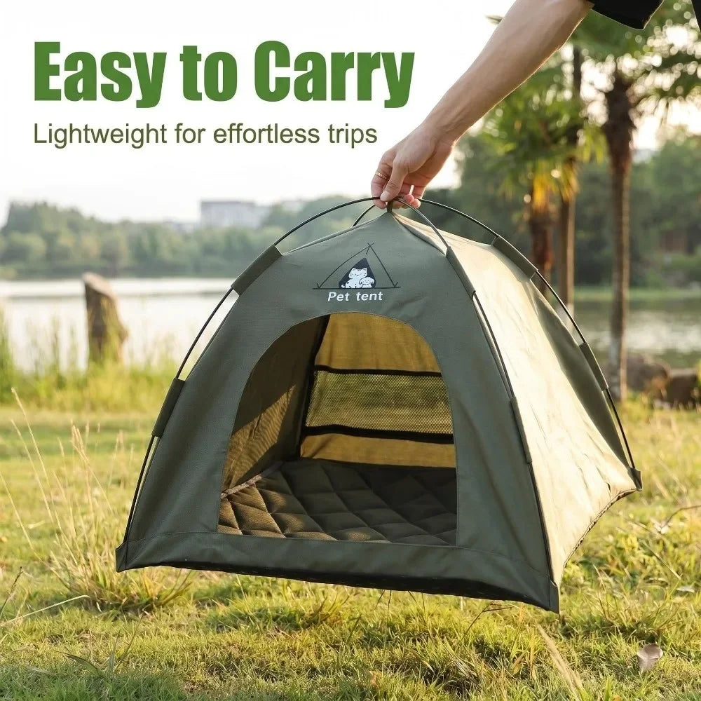 Breathable Pet Tent House with Foldable Design and Double-Sided Mat