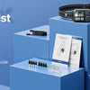 A package list showing components for a GPS wireless fence training collar including a fence, cable, silicone sleeves, prongs