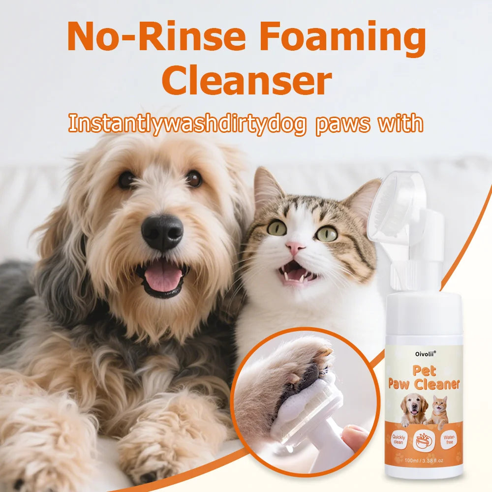 Waterless Paw Foam Cleaner with Built-In Silicone Brush