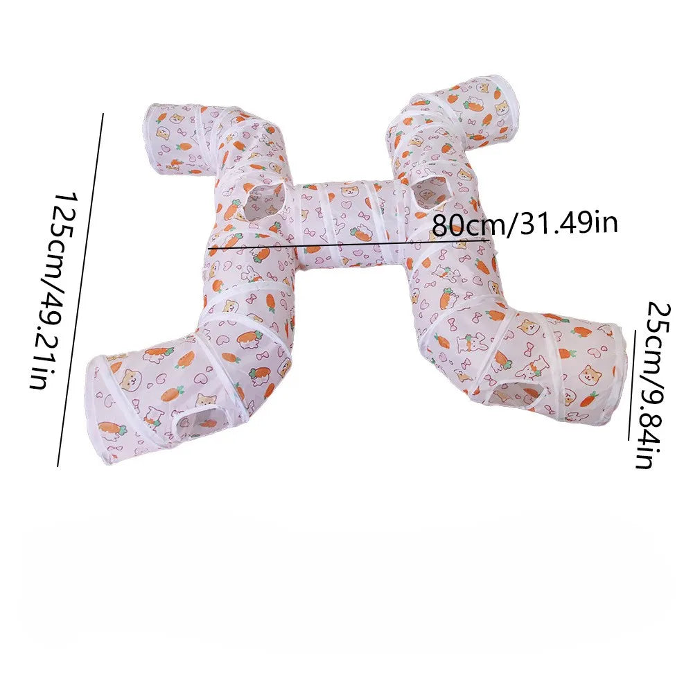 Foldable Cat Play Tunnel with S-Shaped Design