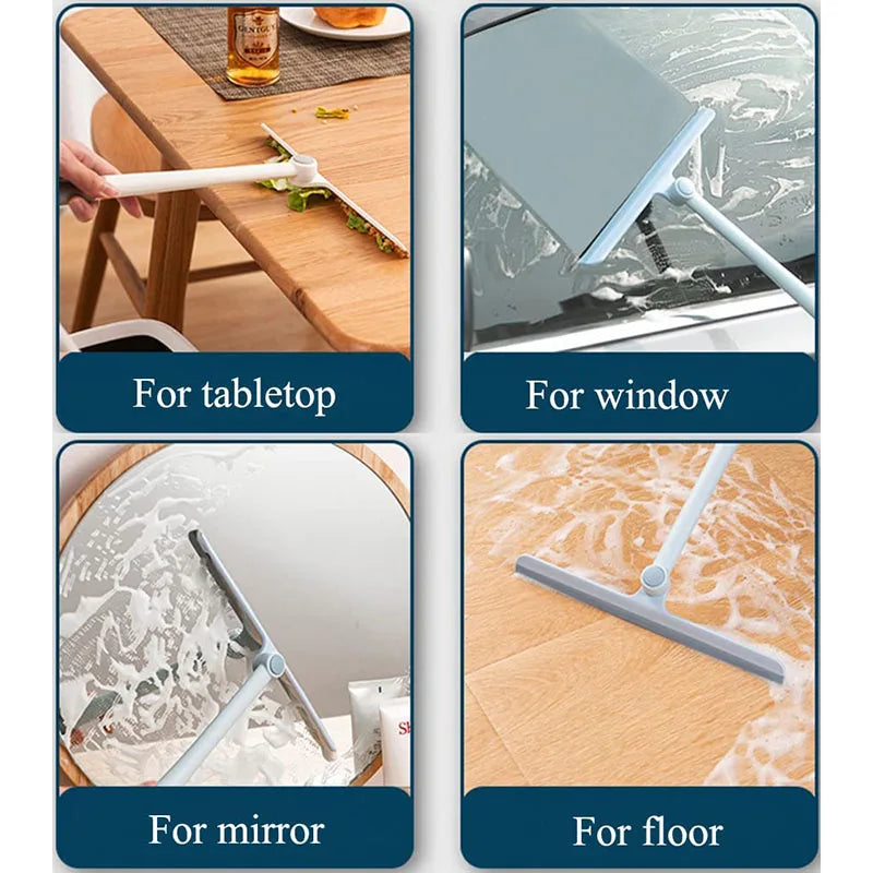 360° Rotating Shower Squeegee with Silicone Holder