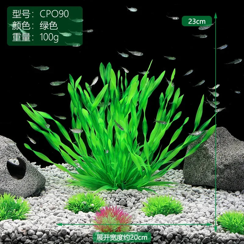 Artificial Aquarium Plants with Ceramic Base – Realistic Green Decor for Fish Tanks