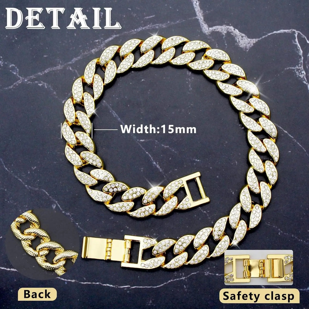 Crystal-Embellished Cuban Link Dog Collar