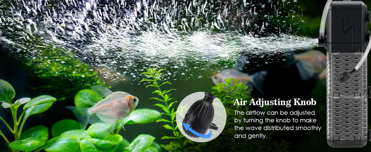 3-in-1 Silent Aquarium Filter with Wave Maker and Oxygenation