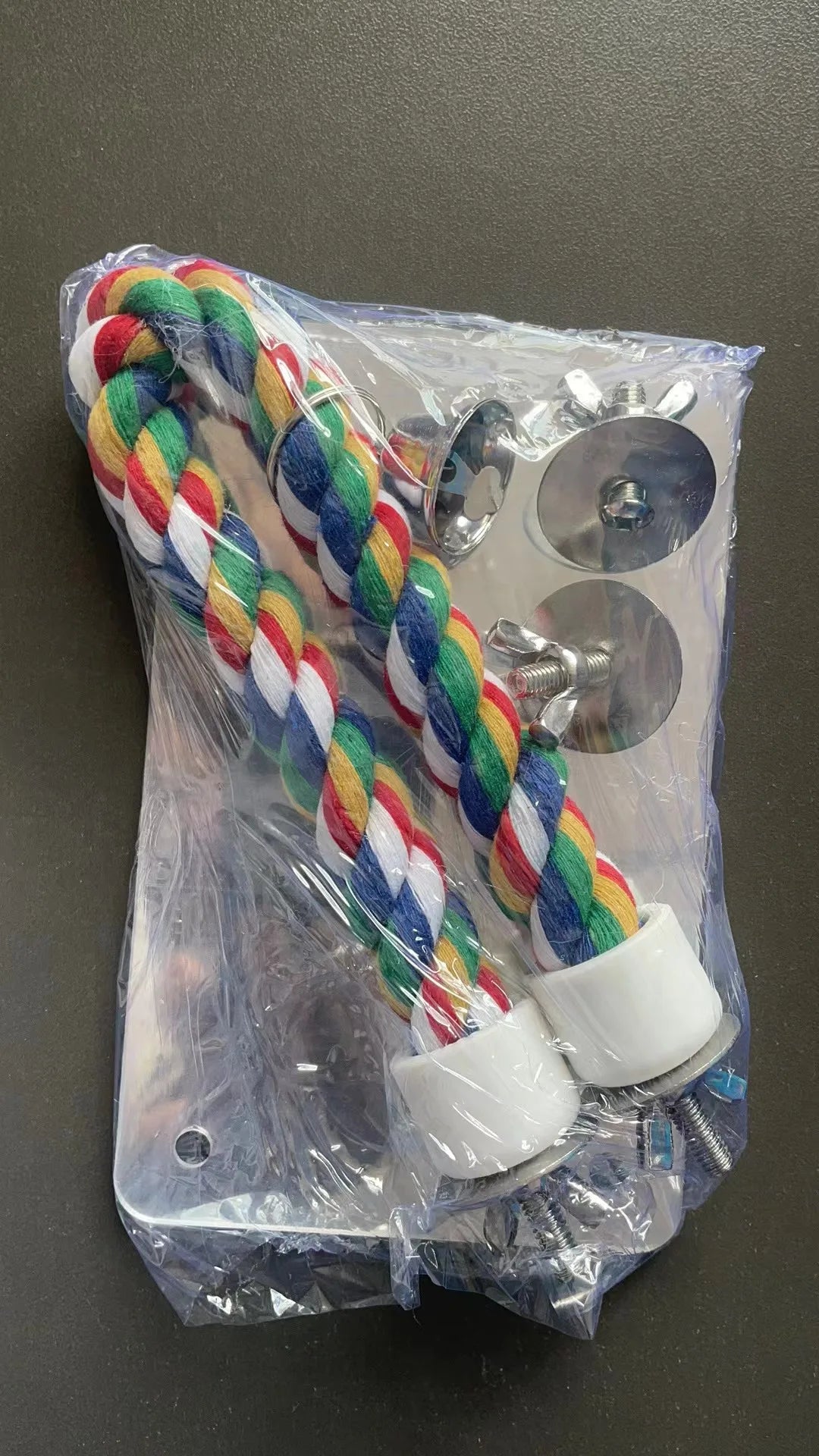 Interactive Parrot Activity Station with Mirror and Rope Perch