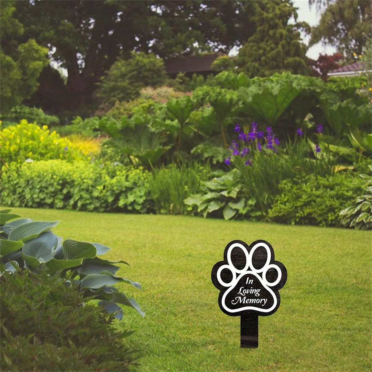 Wooden Pet Memorial Garden Stake with Paw Print