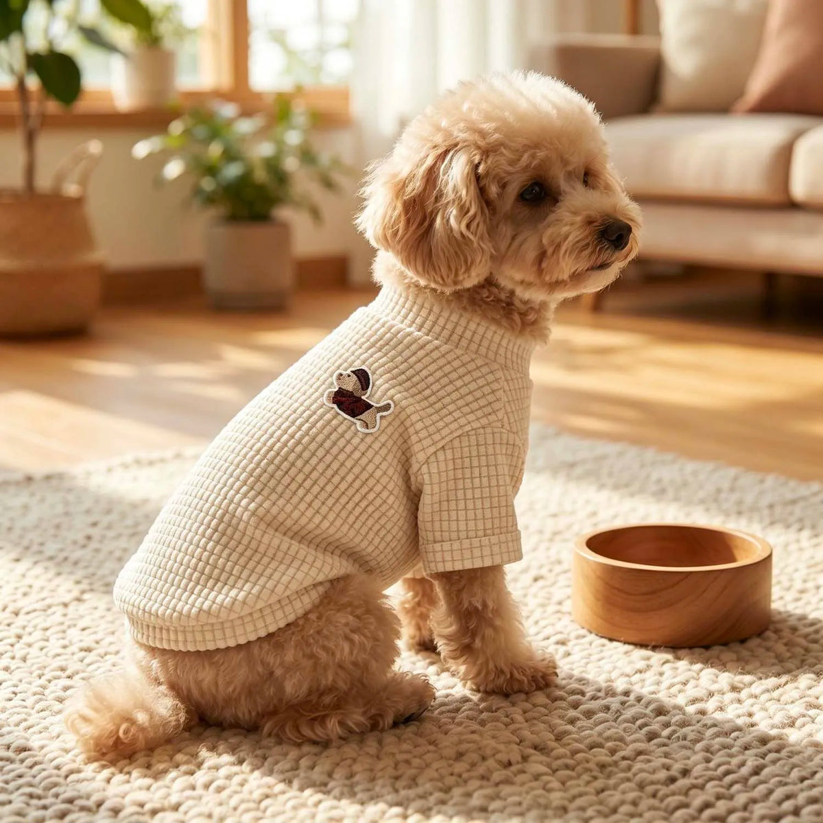 Waffle Knit Dog Sweater for Small to Medium Breeds