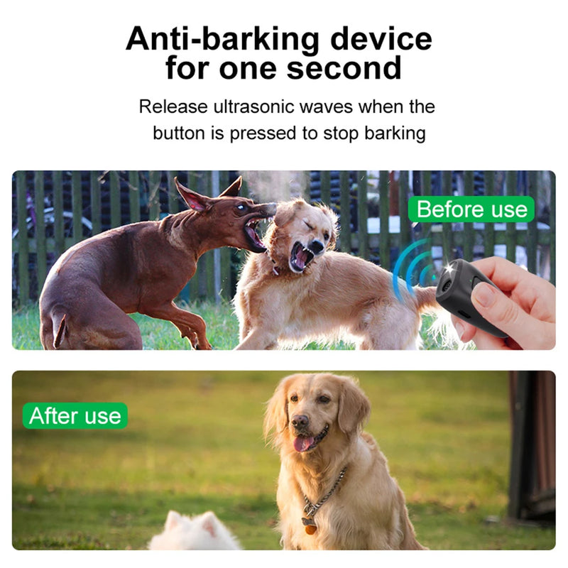 مانع نباح كاشف بالموجات فوق الصوتية للكلاب مع ضوء LED