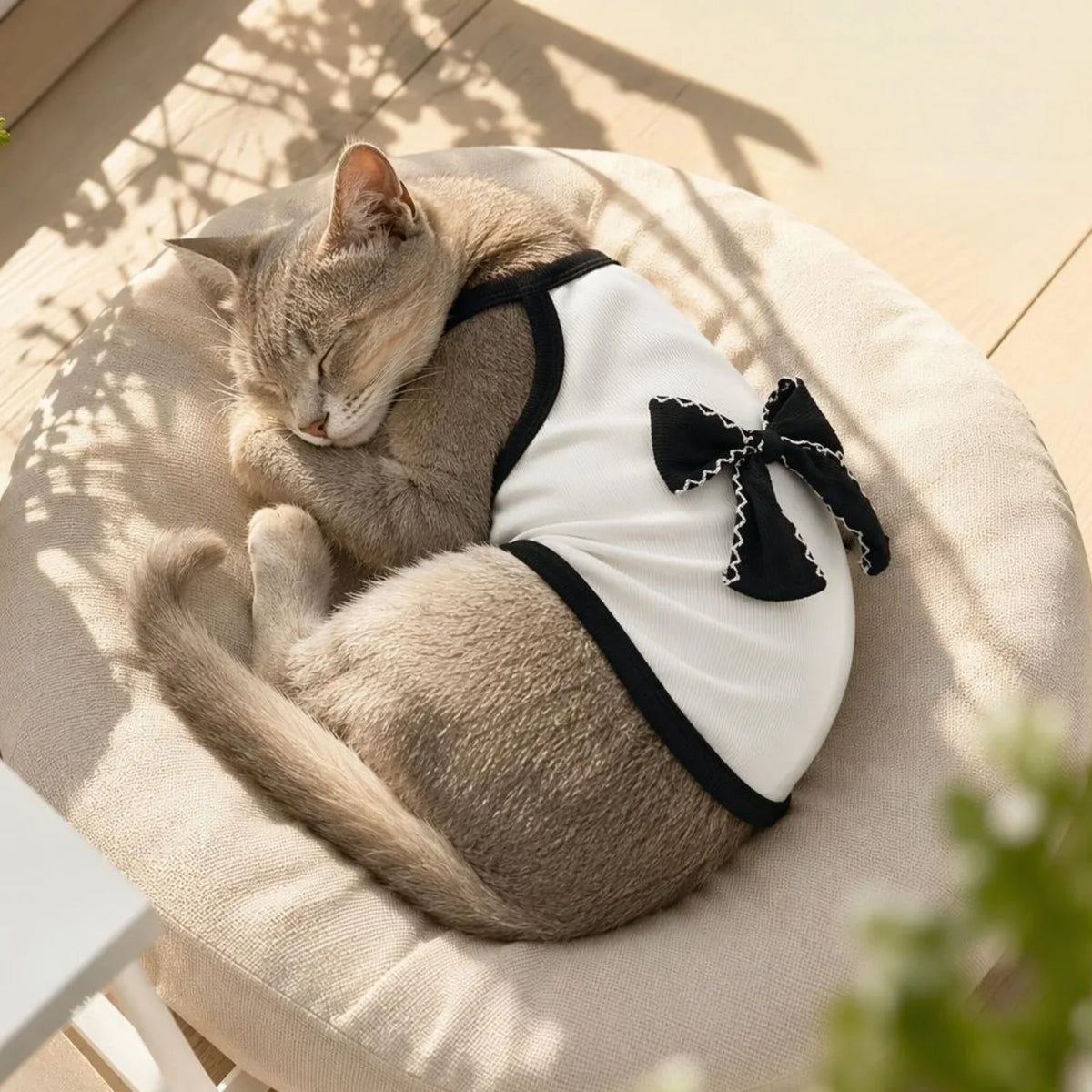 Ribbed Sleeveless Pet Vest with Bow Knot for Small Dogs and Cats