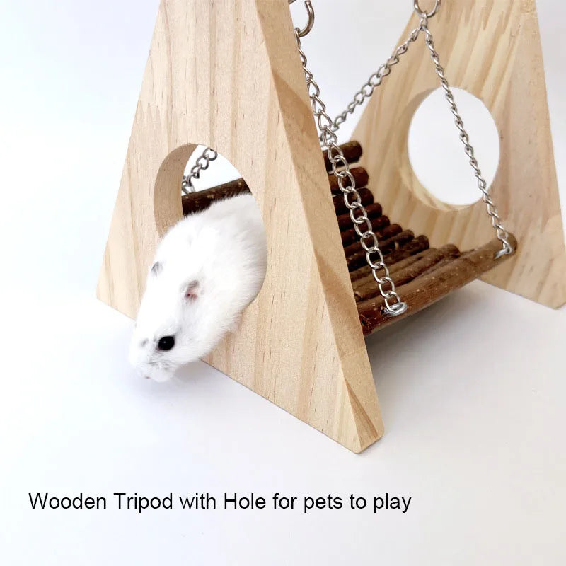 Hamster Wooden Swing with Natural Chew Sticks