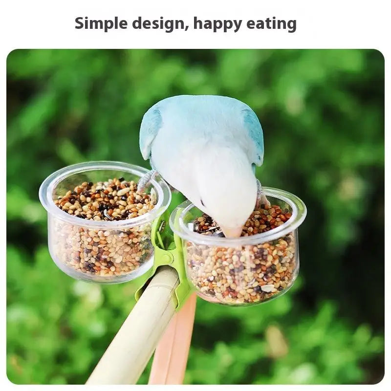 Clip-On Bird Feeder Cup for Parrot Food and Water