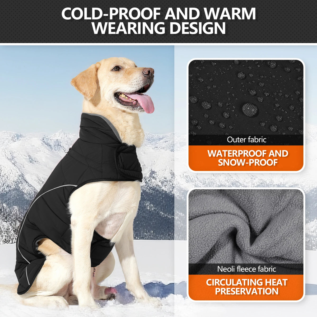 Waterproof Reflective Dog Coat with Adjustable Turtleneck