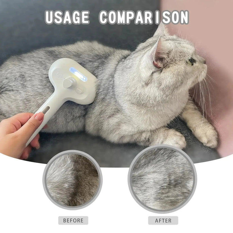 Brosse de toilettage électrique 3-en-1 pour animaux avec vapeur et massage