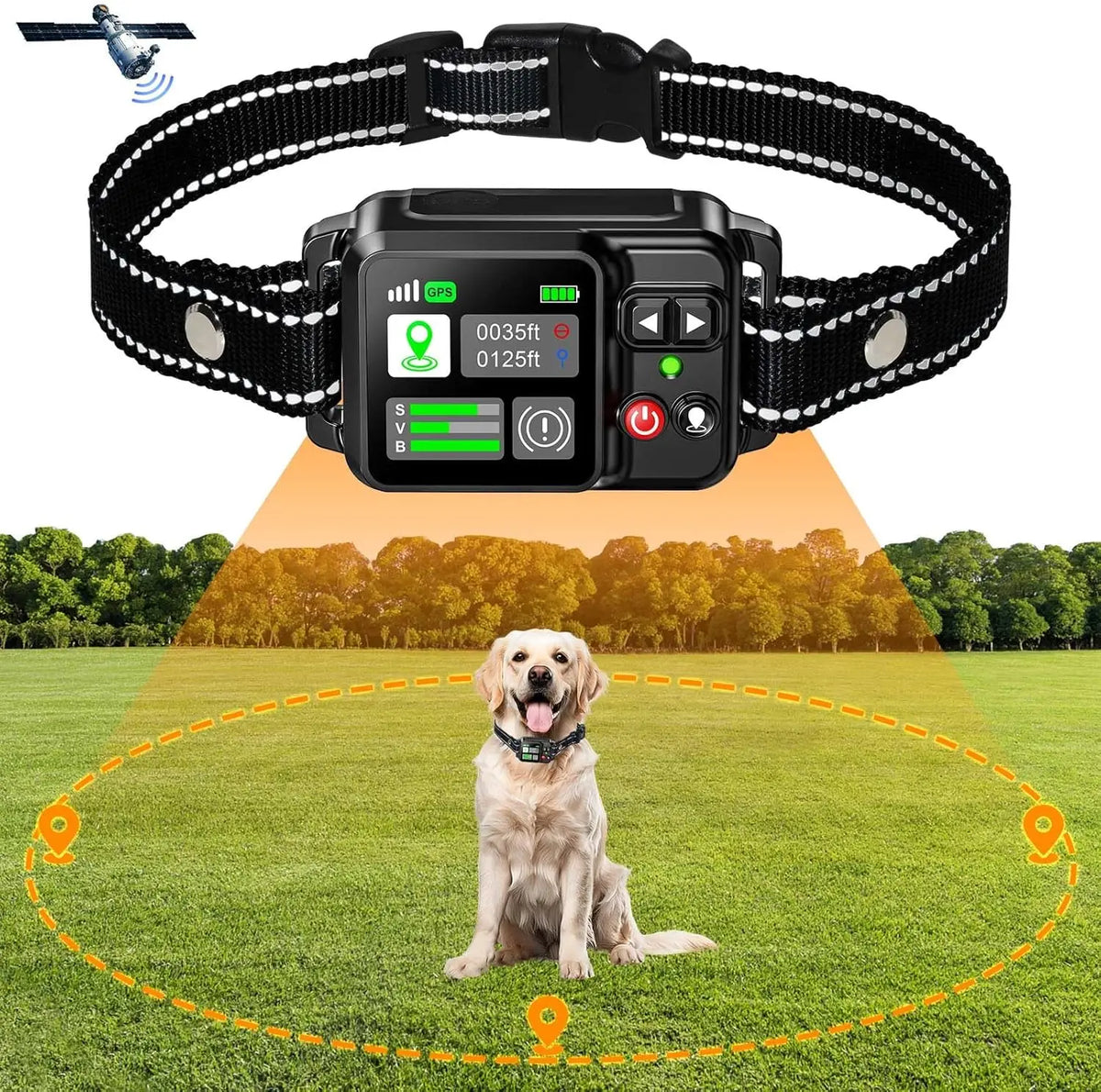 GPS Wireless Dog Fencing System with Adjustable Boundary Range