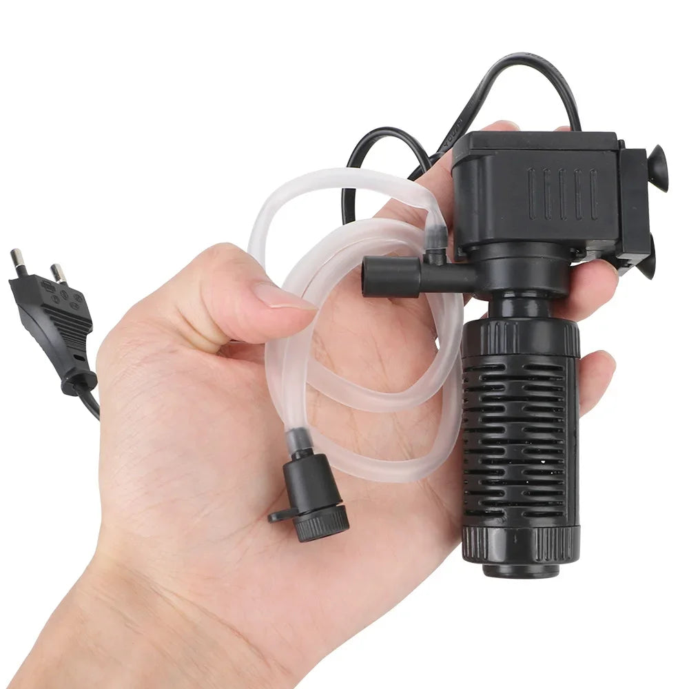 Compact Submersible Aquarium Filter with Oxygen Pump