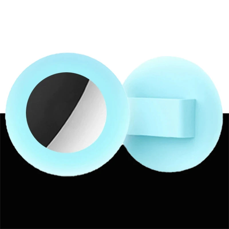 Light blue silicone collar holder with a black and white insert for pets