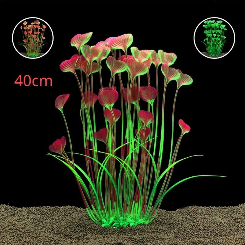Planta Artificial Realista para Acuario con Base de Cerámica