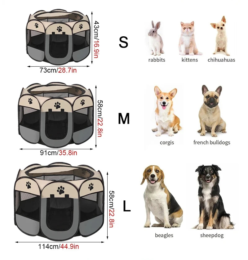 Foldable Octagonal Pet Tent with Breathable Mesh - Portable Outdoor Dog & Cat Shelter