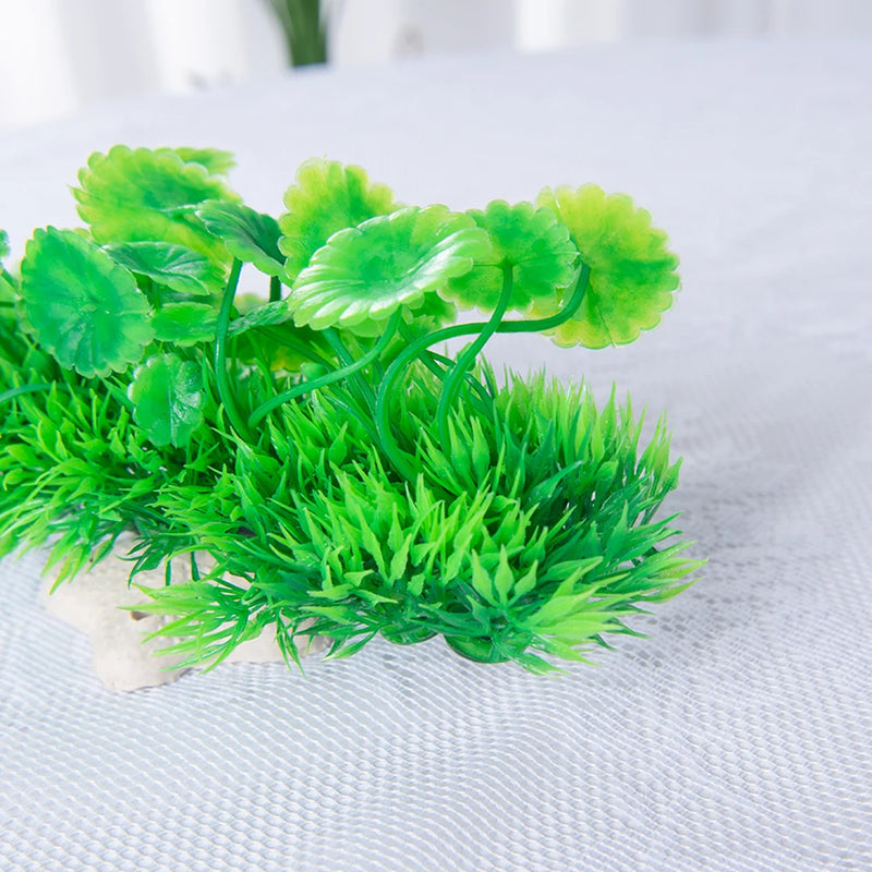 Artificial Aquarium Water Plant Decoration with Grass and Lotus Leaves