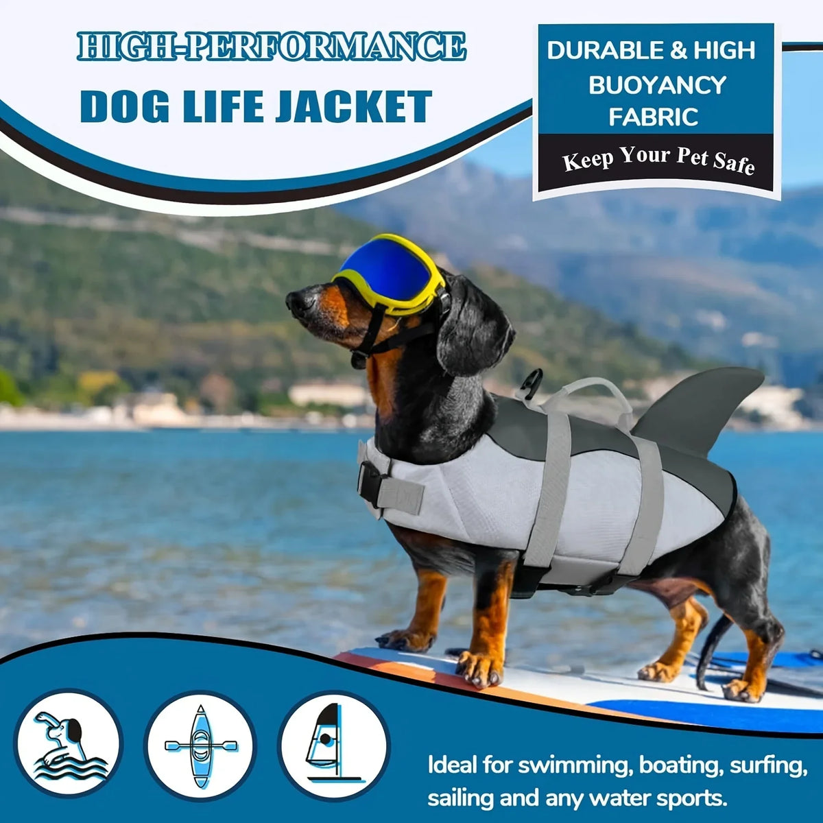 Shark & Mermaid Dog Life Jacket with Safety Handle