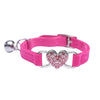 Heart-Shaped Velvet Cat Collar with Bell