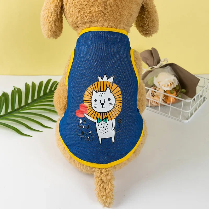 Breathable Mesh Pet Vest with Cute Cartoon Print
