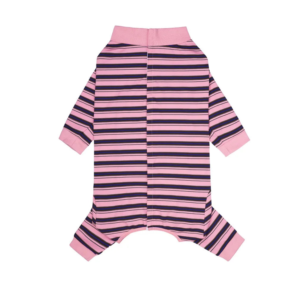 Striped Four-Leg Dog Pajama Jumpsuit