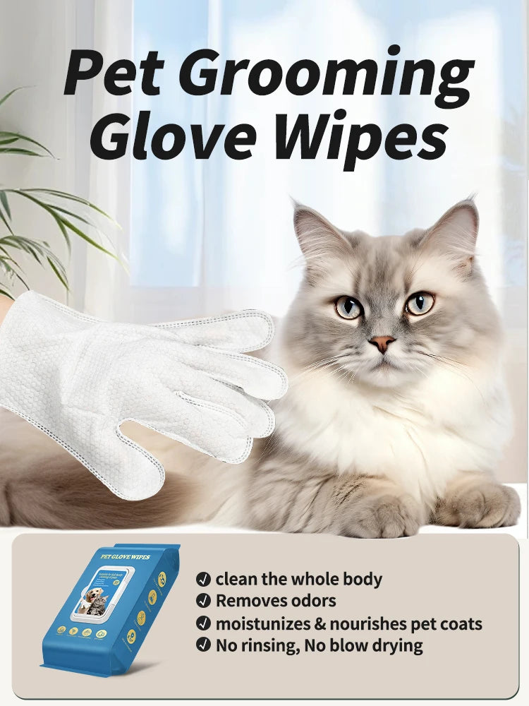 Pet Cleaning Gloves with Deodorizing Wipes (20-Pack)