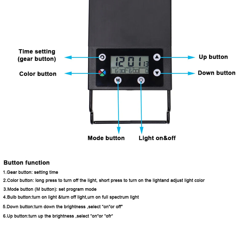 Lampe LED Aquarium Plein Spectre avec 8 Modes d'Éclairage