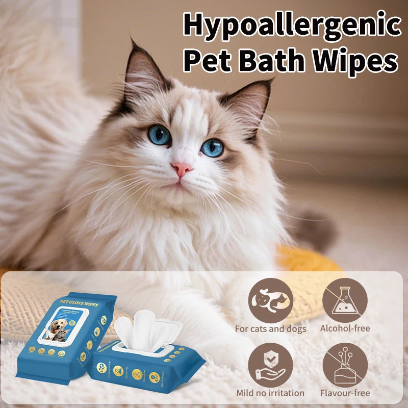 Pet Cleaning Gloves with Deodorizing Wipes (20-Pack)
