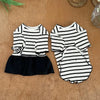 Striped Bow Accent Dog Dress with Flutter Sleeves for Small Breeds