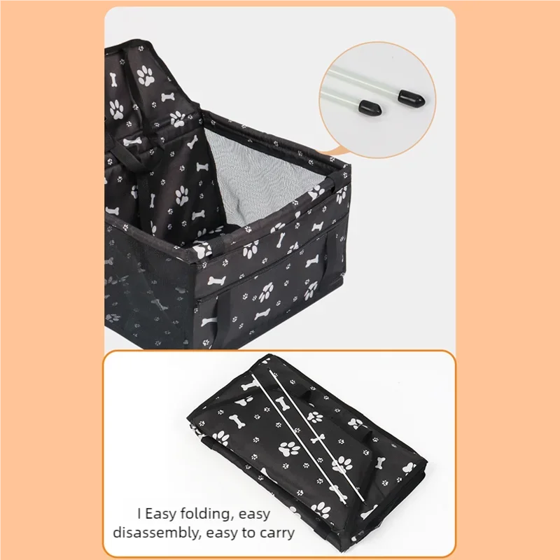 Foldable Car Dog Seat for Small Dogs – Portable Travel Booster with Safety Belt