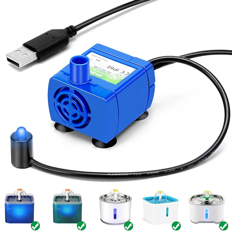 Cat Water Fountain Replacement Pump - Ultra-Quiet USB
