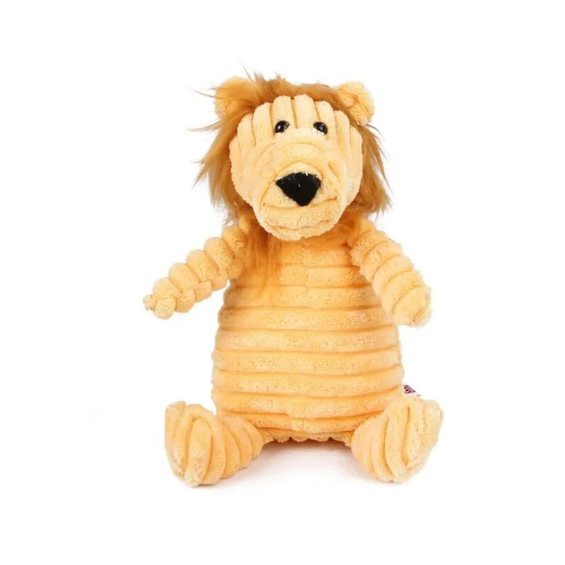 Corduroy Squeaky Plush Dog Toy - Bite-Resistant Animal Shapes