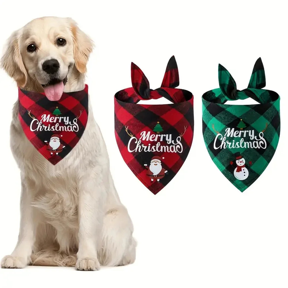 Christmas Triangle Dog Bandana Scarf with Adjustable Fit