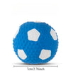 Blue squeaky latex ball with white pentagonal patterns for dogs