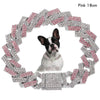 Rosa 18cm Diamant-Kettenschmuck für Hundehalskette, getragen von einem Hund.