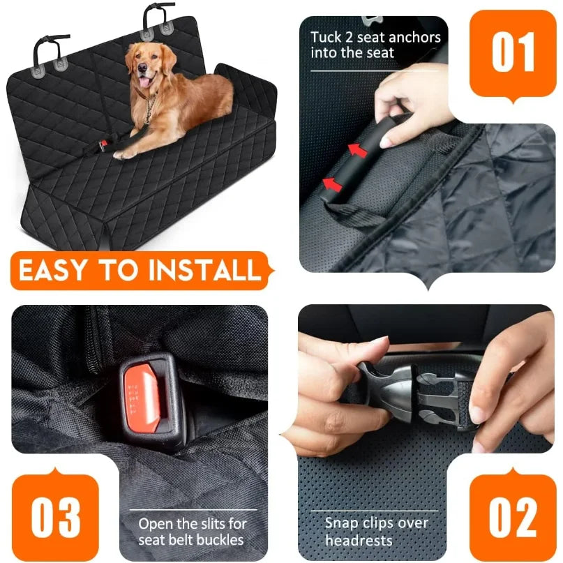 Premium Waterproof Dog Car Seat Cover with Safety Strap