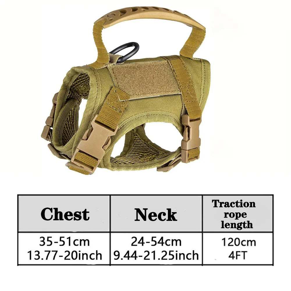 A tan mesh pet harness with a black control handle shown against a white background.