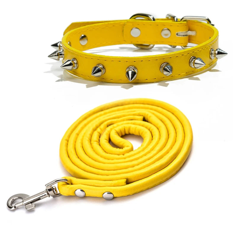 Studded PU Leather Dog Collar with Metal Accents