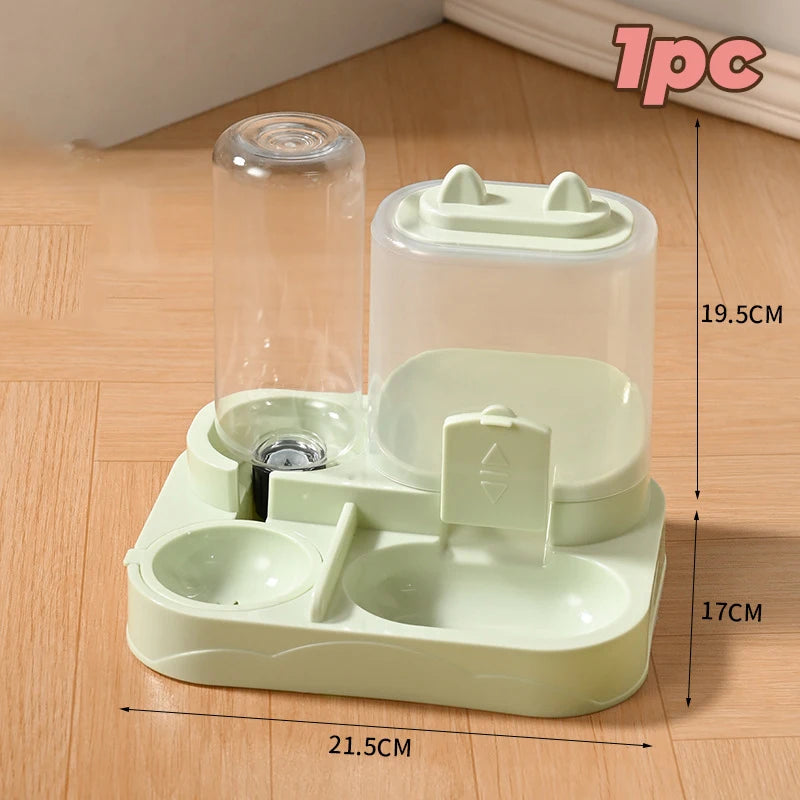 2-in-1 Pet Water and Food Dispenser with Dual Bowls