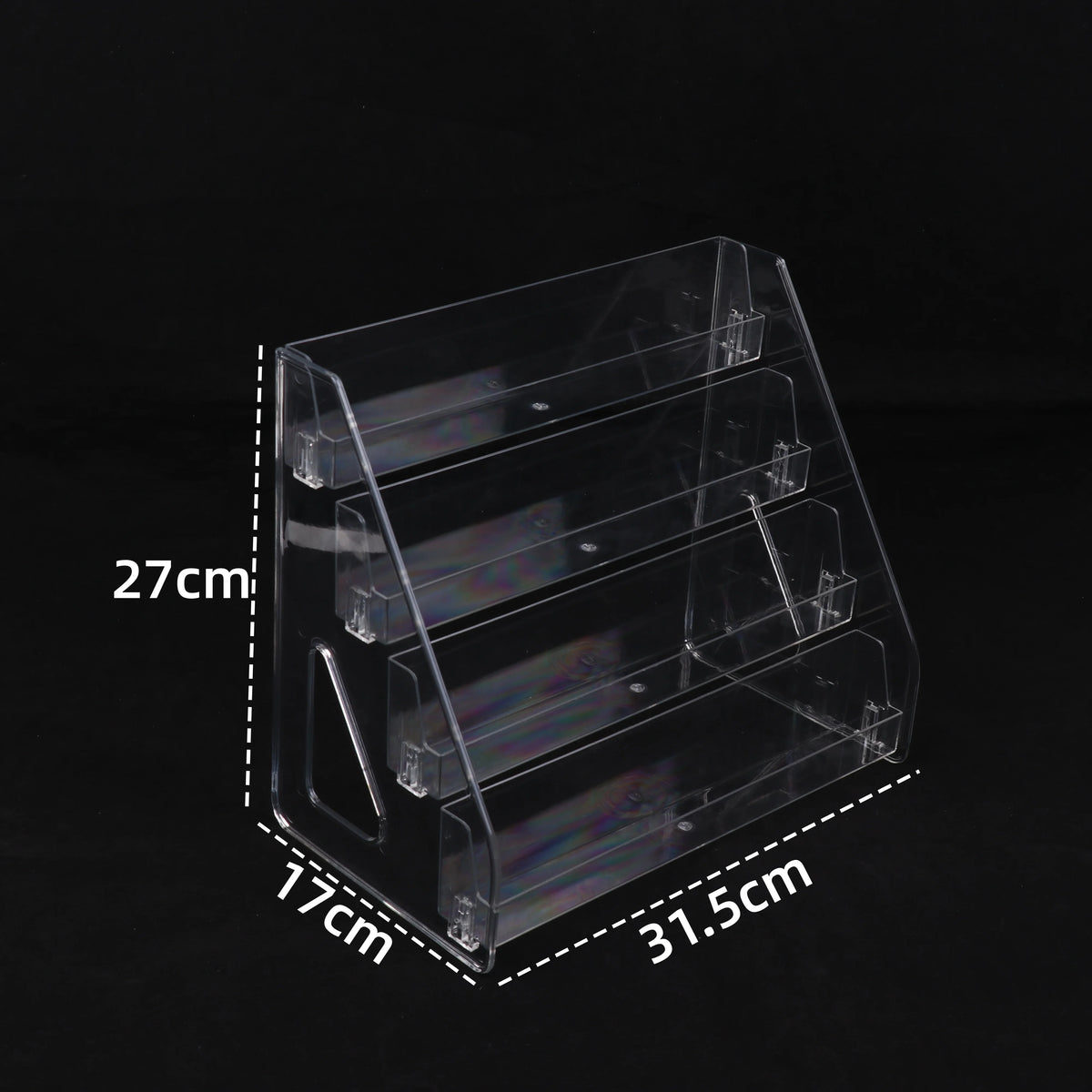 Clear Acrylic Display Stand with Slanted Tiers for Business Cards, Brochures & Cosmetics