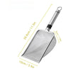Stainless steel cat litter scoop with a long handle and a mesh bowl.
