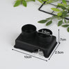 Black reptile hide box enclosure with multiple compartments and measurements shown on a white background.
