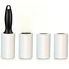 A black lint roller with a white cylindrical roller is shown for pet hair removal.