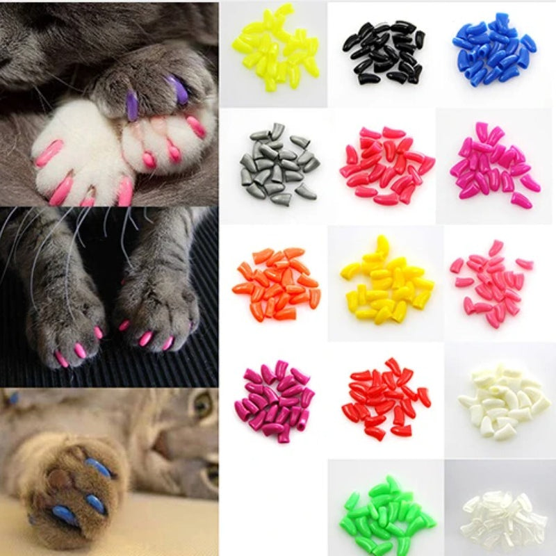 Colorful Soft Silicone Nail Caps for Cats and Dogs with Adhesive