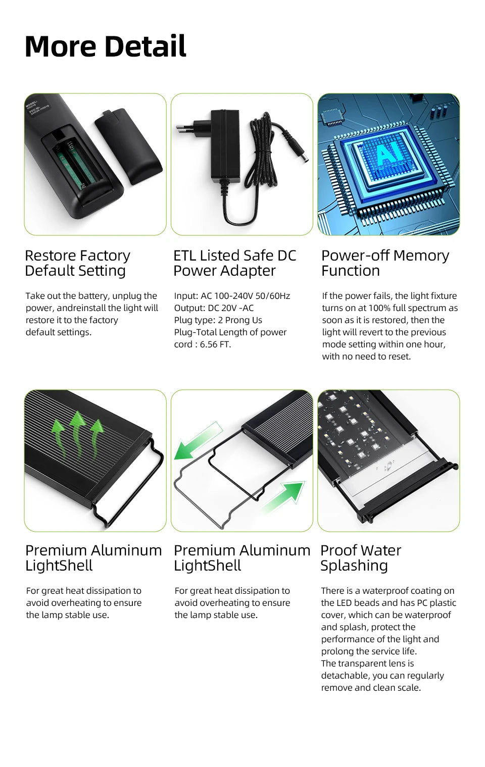 Aquarium LED Light with Remote Control, Full Spectrum, Dimmable
