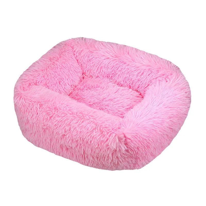 Lit carré en peluche de luxe pour chien