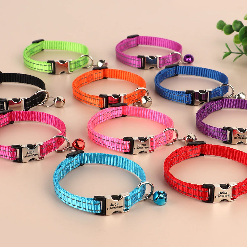 Reflektierendes Nylon-Hundehalsband mit Glocke und Namensschild